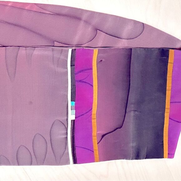 Hand painted silk scarf belt violets, blues, purple artist made signed DARA - Picture 3 of 6